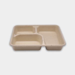 일회용 종이 펄프 도시락 뚜껑 세트 DP-03-M 3칸 사각 펄프도시락 300개