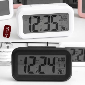 무소음 디지털 탁상시계 알람 자명종 대화면 온도표시 화이트 블랙