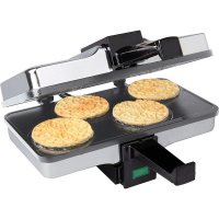 CucinaPro Piccolo Pizzelle Baker, Electric Press Makes 4 Mini Cookies at Once, Grey Nonstick