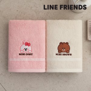 라인프렌즈 미니 브라운앤프렌즈 자수 세면타월 130g 캐릭터수건 얇은수건