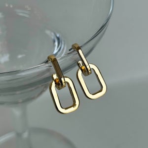 14K 사각 체인 후프 귀걸이 데일리 심플 이어링 303234