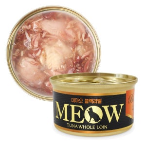 MEOW 미아오 프리미엄 블랙라벨 그레이비 참치+연어 고양이캔 85g