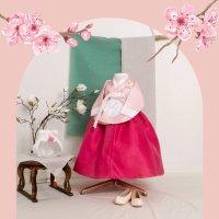 오월한복 은설 핑크 당의 아기 돌사진 어린이 아동 전통 한복