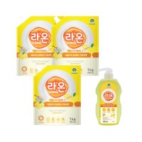 하루그린 라온 주방세제 레몬 1kg 3개 +780ml 1개 식물유래성분 함유