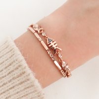 18K 물고기컷팅 두줄 여자금팔찌- bracelet