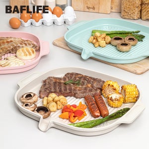 바프라이프 IH 인덕션 겸용 세라믹 코팅 그릴 구이팬 32cm, 아이보리