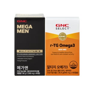 GNC 메가맨 멀티비타민 90정 + 셀렉트 알티지 오메가3 60캡슐
