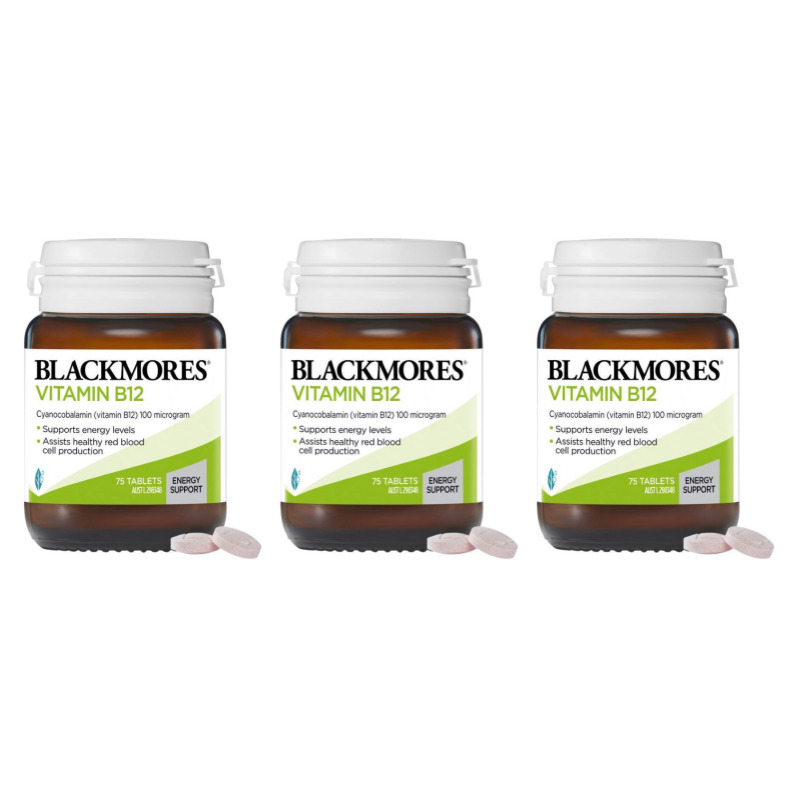 블랙모어스 <b>Blackmores 비타민 B12</b> 에너지 서포트 75정 X 3개