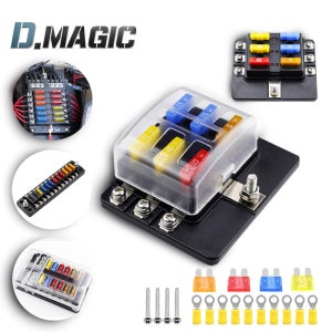 자동차 휴즈 박스 퓨즈 6구 고용량 홀더 LED 소켓 케이스 DIY