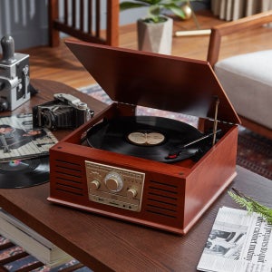 휴라이즈 HR-TS100 올인원 블루투스 스피커 오디오 턴테이블 LP, CD