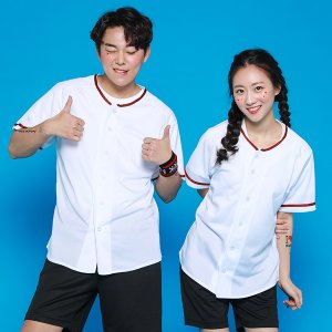 야구복 야구반티 오픈 져지 화이트/와인 BS6542