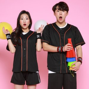 야구복 야구반티 오픈 져지 블랙/오렌지 BS2533