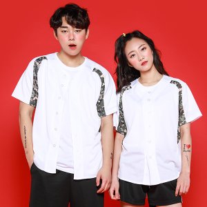 야구복 야구반티 오픈 져지 화이트/밀리터리 BS6534