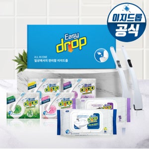 이지드롭 기프트구성(핸들2개+리필4팩+주방티슈) 변기솔 화장실청소 변기세정제