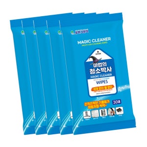 청소박사 중형 30매 5팩 찌든때 기름때 물때 제거 청소용 크리너 물티슈