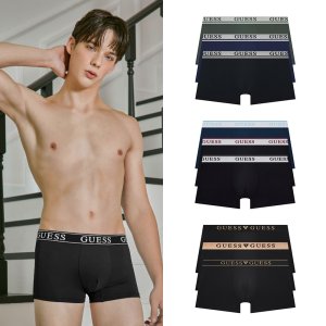 [N도착][게스언더웨어] 남성 베이직 로고밴딩 드로즈 사각팬티 속옷세트 [3PACK]