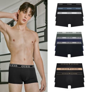[N도착] [게스언더웨어] 남성 베이직 로고밴딩 드로즈 사각팬티 속옷세트 [3PACK]