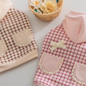 오프닝뮤즈 기모 체크 후드 점퍼 강아지옷 애견옷