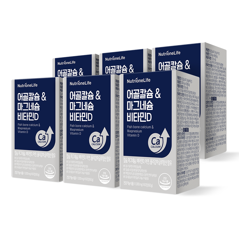 뉴트리원 <b>어골 칼슘 마그네슘</b> <b>비타민D</b> 60캡슐, 6개