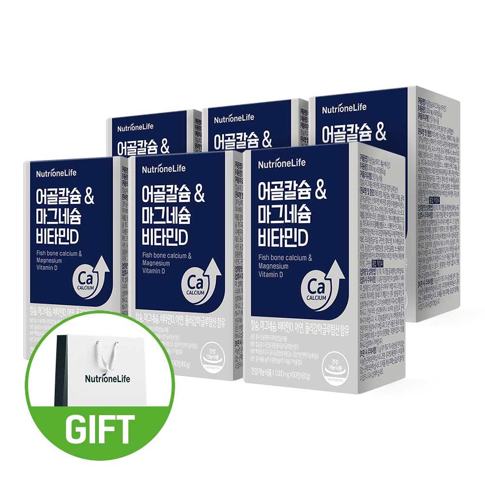 뉴트리원 어골 칼슘 마그네슘 비타민D 60캡슐, 6개