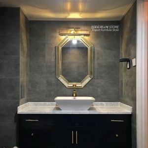 금장 팔각형 거울 8각 상반신 미용실 화장실 욕실보조 샤워부스 양치 대형 욕실 면도 거울