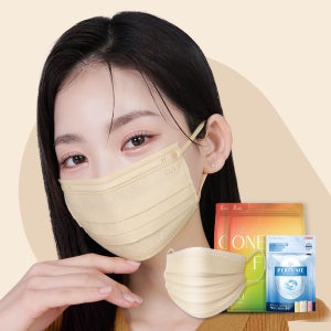 CLA 클라 덴탈마스크 원데이핏 50+50매 대형 일회용 마스크 스킨베이지+캡슐세제 4개입