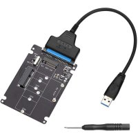 M.2 NGFF MSATA To USB 3.0 어댑터 변환기 리더 카드 (SATA 케이블 포함) 휴대용 플래시 드라이브 지원 SATA SSD