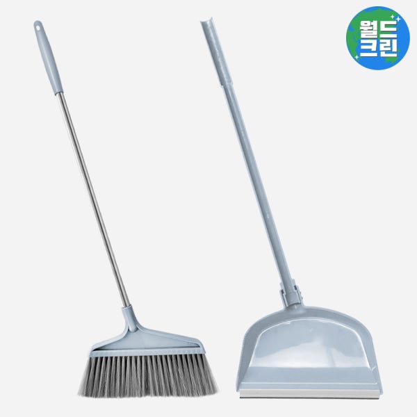 월드크린 심플리 스탠드 빗자루 쓰레받기 세트 쓰레받이 마당 학교 청소 교실 미용실