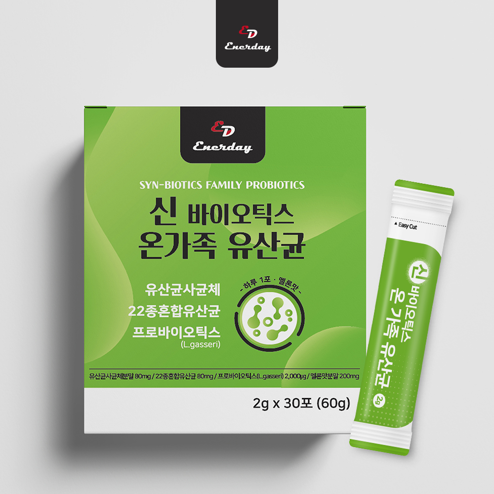 <b>에너데이</b> 신 바이오틱스 온 가족 유산균 30포 <b>장</b> 건강