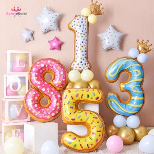 왕관 크라운 도너츠 숫자풍선 중대형 생일 파티 돌 기념일 백일 졸업 은박풍선