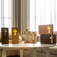 웃는나무 교회 선물 원목 LED 십자가 무드등 부활절 성경문구 각인가능