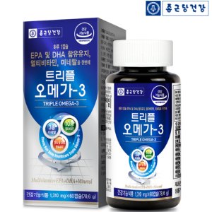 종근당건강 트리플 오메가3 1100mg 60캡슐 종합비타민 셀렌 아연 엽산 2개월분