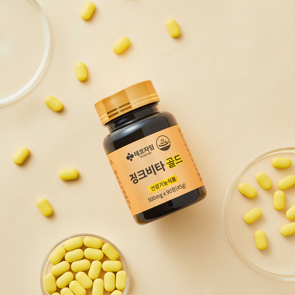 <b>징크</b>비타 골드 면역력강화 아연 에너지 <b>비타민</b>B12 500mg x 90정