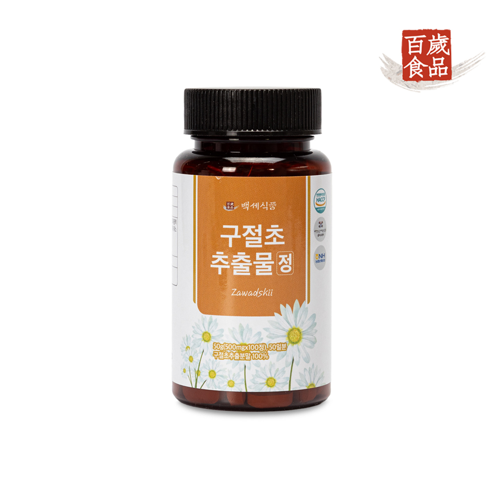 백세식품 <b>구절초 추출물</b> 정 500mg x 100정 50일분 HACCP 인증