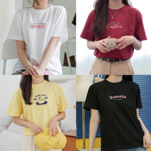 여성 오버핏 면 여름 17수 반팔 티셔츠