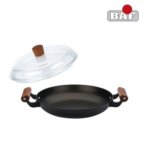 BAF 캐스트 아이언 무쇠 주물 양수 그리들 28cm+내열 유리 뚜껑 28cm
