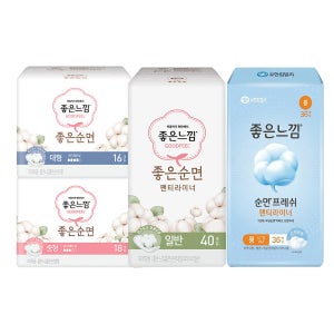 좋은느낌 좋은순면 대형, 중형, 라이너 1팩 생리대