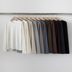 에이블앤코 마들렌 랍빠 면 모달 스판 여성 기본 이너 무지 긴팔 티셔츠 able co