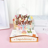 추억 파티 생일 인사말 카드 입체 만화 식탁 크리 에이 티브 음악 케이크 카드 귀여운 녹음 diy 종이 소 행사