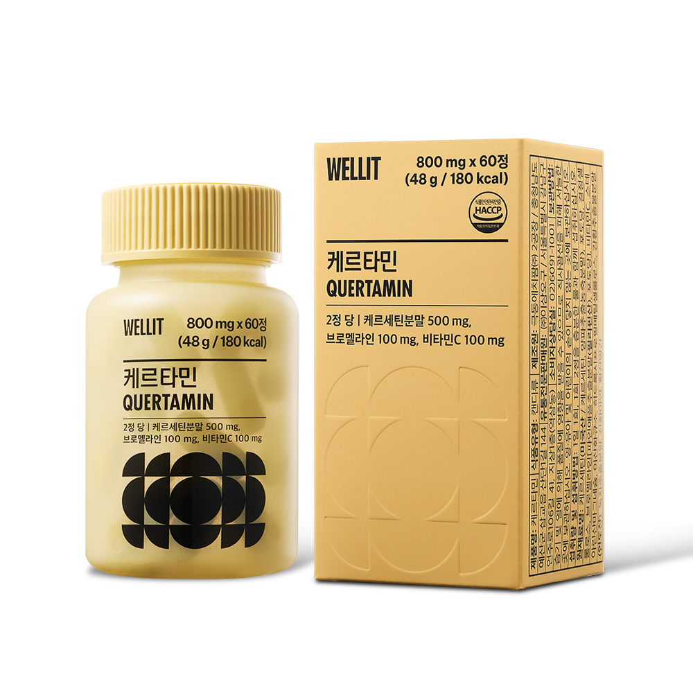 웰릿 케르타민 고함량 프리미엄 케르세틴 <b>500mg</b> <b>브로멜라인</b> 비타민C 60정 1box