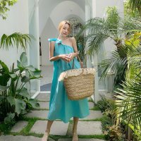 블루 원숄더 원피스 몰디브 하와이 신혼여행원피스 해외여행여름옷