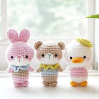 [코바늘DIY] 귀요미 삼총사 만들기 패키지+동영상 (곰, 토끼, 오리 중 택1) 뜨개인형 손뜨개인형 만들기 diy