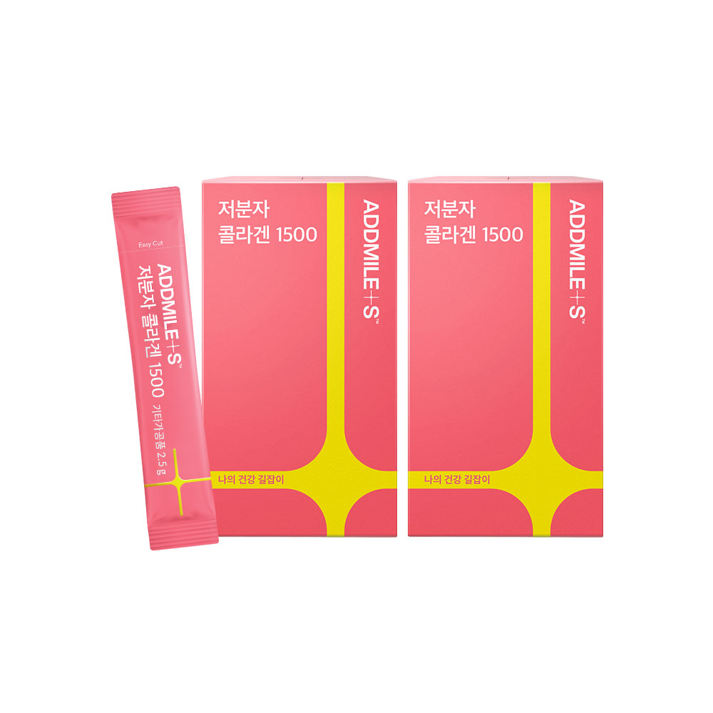 <b>애드마일스</b> 저분자 피쉬 <b>콜라겐</b>1500 히알루론산 2.5g 30포, 2개