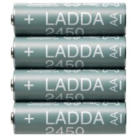 이케아 AA 건전지 / 충전 건전지 AA 1.2v 2450mAh 4pcs / LADDA 라다 충전지 HR06 AA 4ea / 라다 건전지 / 충건전지 / 충전기 / 베터리