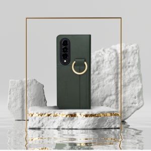 갤럭시 z폴드4 케이스 100% 이태리 천연 가죽 지갑 카드수납 힌지 링 프리미어