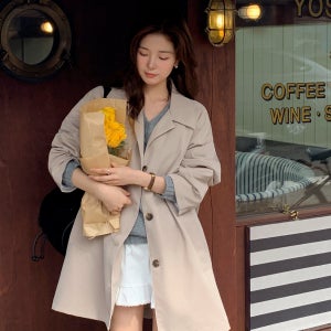 메종드 싱글 하프 트렌치 코트 ct1605