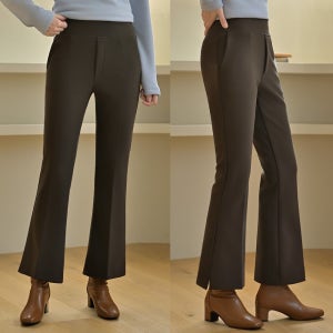 도밍고블루 미라클 기모 와이드밴딩 부츠컷슬랙스 (국내 자체생산 사방스판 겨울 출근룩팬츠)