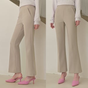 도밍고블루 봄 미라클 와이드밴딩 트임 부츠컷슬랙스 (국내 자체생산 사방스판 출근룩 슬릿)