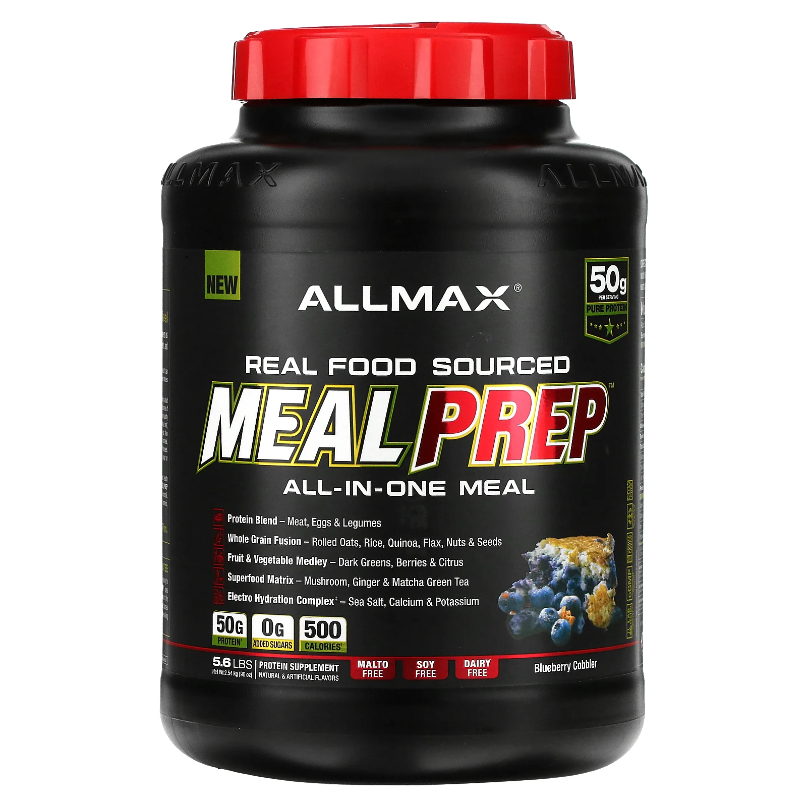 ALLMAX Real Food Sourced <b>Meal</b> <b>Prep</b> All-in-One <b>Meal</b> <b>블루베리 코블러</b>맛 파우더 2.54kg(5.6Lbs)
