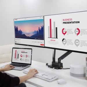 2DDS 그레이 듀얼 도킹 모니터암 모니터거치대 22인치 27인치 32인치 피봇